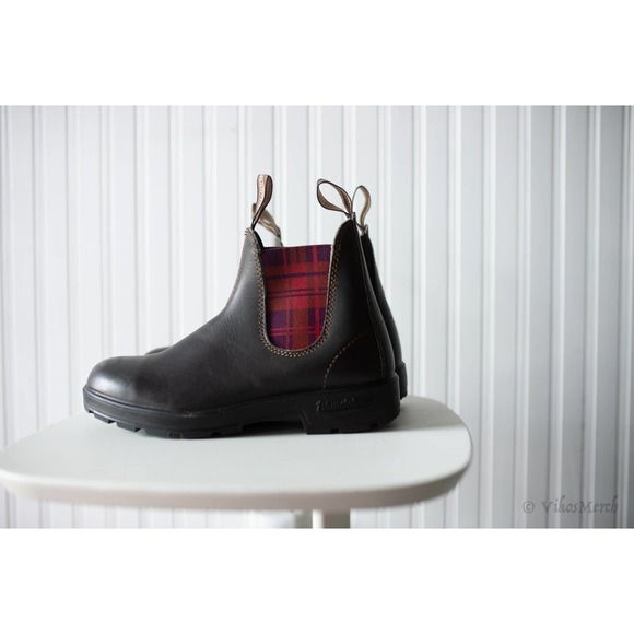 Blundstone Shoes - Blundstone Original #2100 Brown Burgundy Tartan Elastic Boot Plaid 7 AU / 10 US